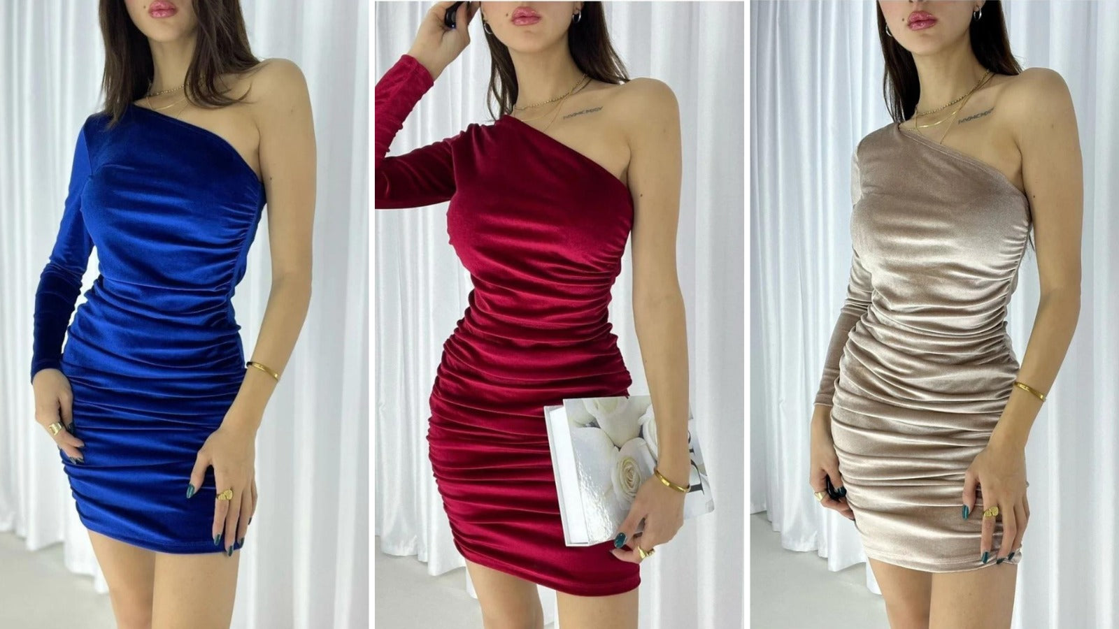 Velvet Dress Models with Combination Suggestions