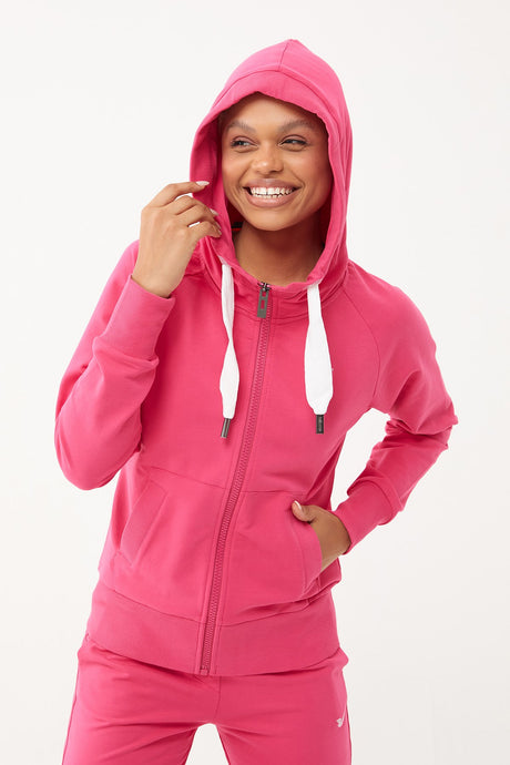 Women's Salmon Organic Cotton Zipper Hooded Sports Tracksuit Top 0728 Tb23wy06s0728-1