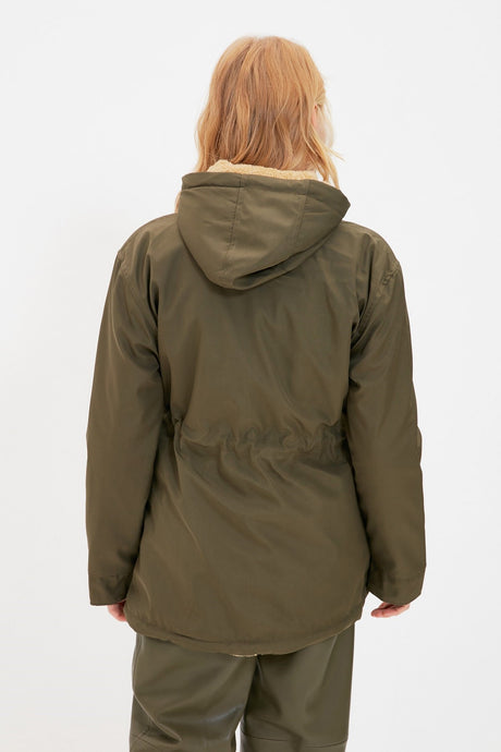 Khaki Hooded Fur Parka Twoaw21kb0065