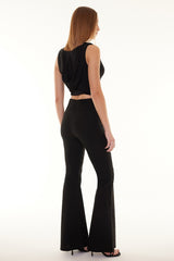 Black Knitted Shiny Stone Pants Tprss24pl00008