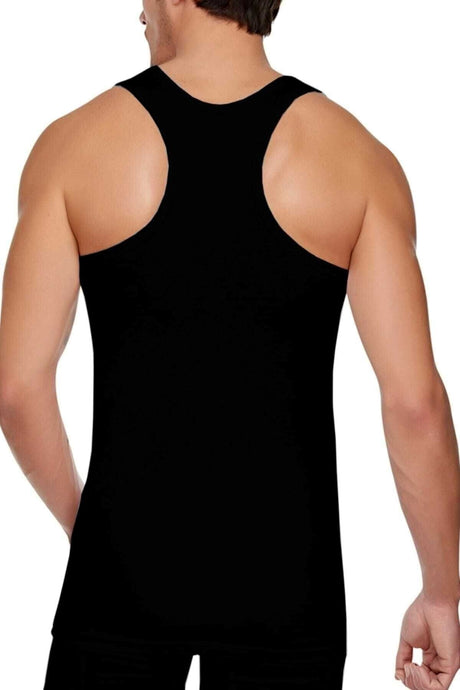 Men's Black 6 Pack Cotton Ribana Jock Tank Top Bonsy568passion118ccm6