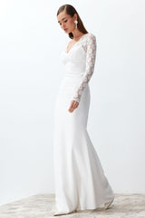 Bridal White Body Fit Lace Wedding/wedding Long Night Evening Dress Tprss24ae00030