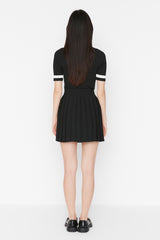 Black Pleated Mini Woven Skirt Twoaw21et0111