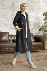 Neon Trench Hooded Sweatshirt At Waist - Taba\ Orange Ms00or12093