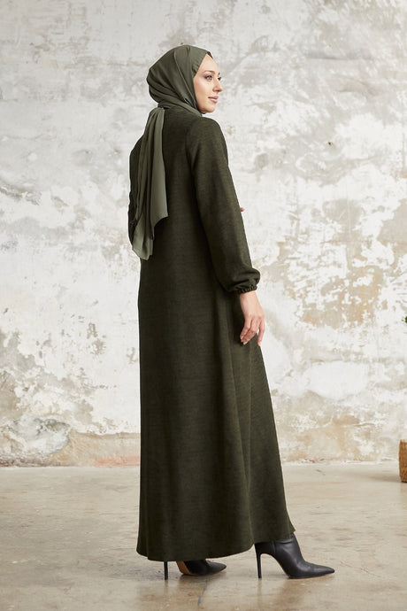 Levina Hidden Patted Abaya - Anthracite Ms00tz6002