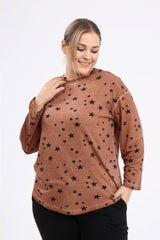 Star Printed Oil Wash Sweat-khaki Sea-sw2111