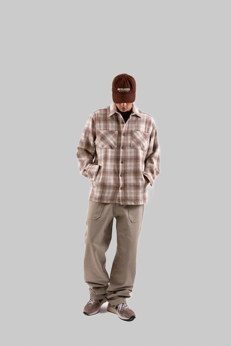 Beige Lumberjack Shirt With Front Pocket Flaw-093-011-001