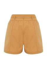 Mustard Lacing Detailed Cotton Woven Shorts Twoss24sr00065