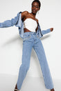 Blue Accessory Detailed High Waist Wide Leg Jeans Twoss23je00204