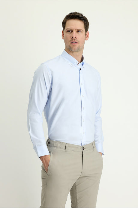 Long Sleeve Slim Fit Oxford Cotton Shirt 469295