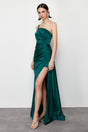 Emerald Green Woven Long Night Evening Dress Tprss24ae00105