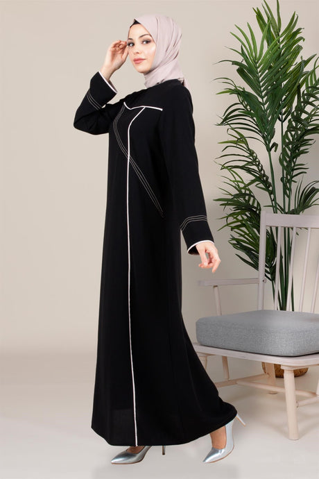 Seden Jointed Sports Sewing Detailed Burkini Black Dress 5478 T23el3m5478