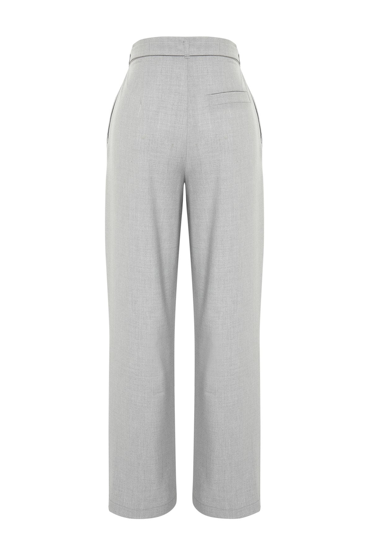 Grey Straight/straight Cut Belt Detailed Woven Pants Twoss24pl00023