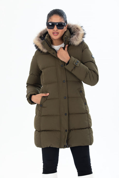 Women's Long Removable Fur Hooded Padded Windproof Inflatable Coat 8658 Gfx8658