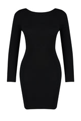 Black Mini Knitwear Back Detailed Dress Twoaw24el00089