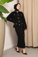 Black Buttoned Knitwear Suit Imj002272