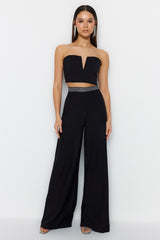 Black Stone Belt Detailed Pants Tprss23pl00042