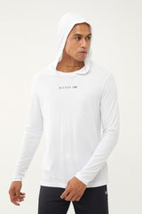 Men's White Organic Cotton Soft Hooded Long Sleeve Sports T-shirt 0811 Tb23my07s0811-1