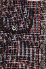 Brown Tweed Fabric Pocket And Button Detail Plaid Pattern Mini Woven Skirt Twoaw24et00220