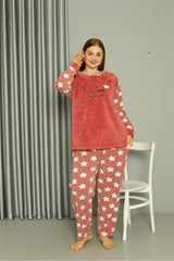 Welsoft Fleece Women Plus Size Powder Pajama Set 808042