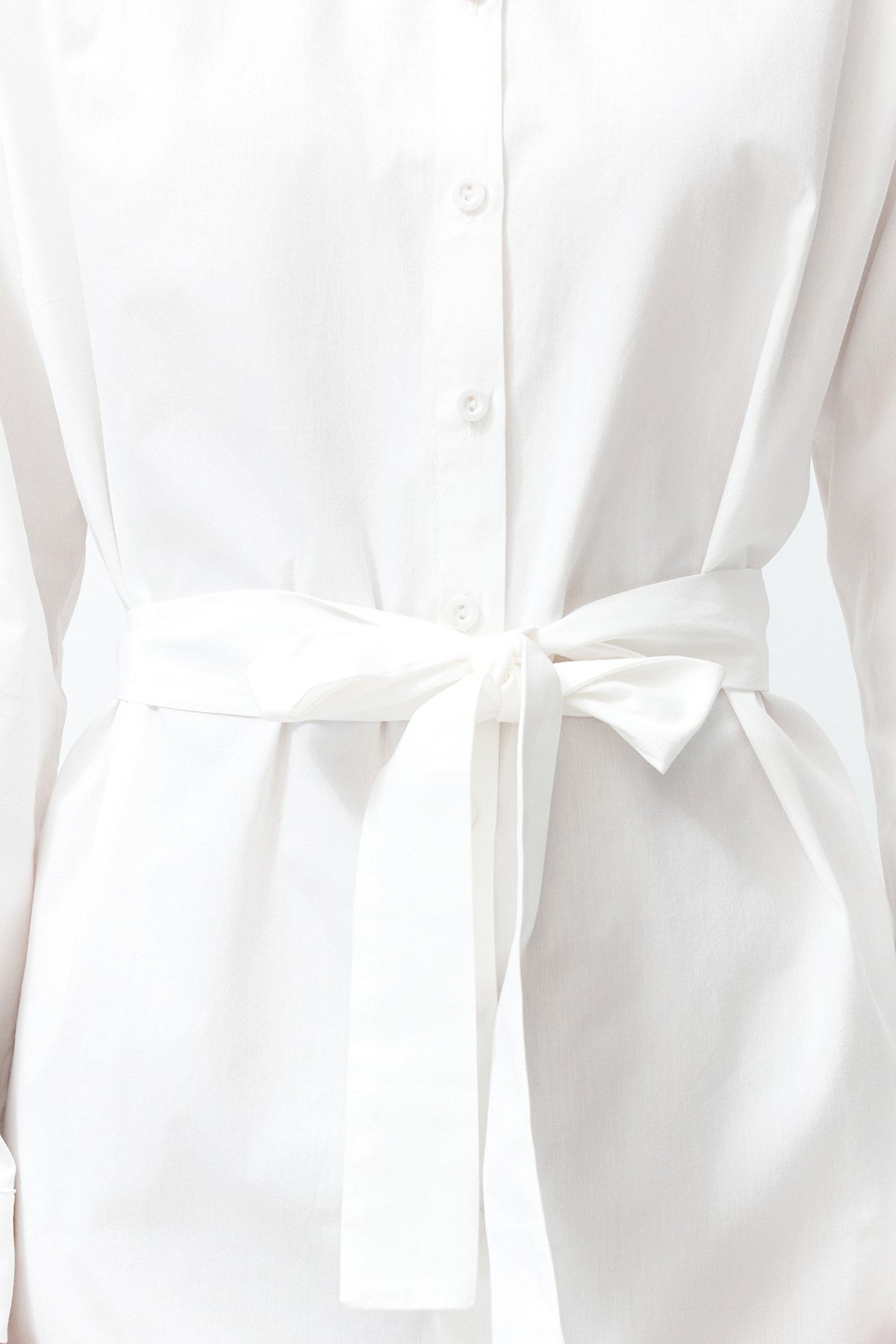 White Belted 100% Cotton Mini Woven Shirt Dress Twoss24el00339