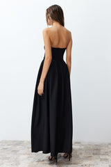 Black Woven Long Evening Dress Tprss24ae00118