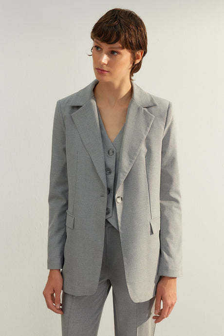 Grey Premium Regular Lined Woven Blazer Jacket Twoaw24bc00033