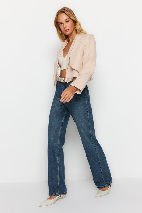 Blue High Waist Wide Leg Jeans Twoaw24je00184