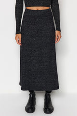 Anthracite High Waist Flared Form Chunky Knit Skirt Twoaw24et00249