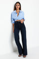 Blue High Waist Wide Leg Jeans Twoss23je00083