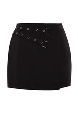 Black Belted Woven Shorts Skirt Twoaw24sr00027