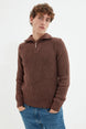 Brown Mens Regular Zipper Fisherman Sweater Tmnaw22kz0347