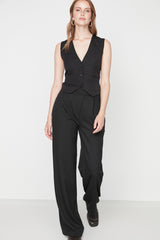 Black Wide Leg Wide Leg Woven Pants Twoaw22pl0263