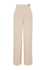 Beige Belted Iron Watch Wide Legging/wide Leg Woven Pants Twoss24pl00156