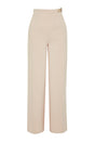 Beige Belted Iron Watch Wide Legging/wide Leg Woven Pants Twoss24pl00156