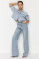 Dark Blue High Waist Wide Leg Jeans Twoss24je00022