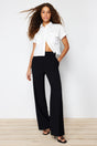 Black Belted Wide Leg/wide Leg Woven Pants Twoss24pl00115