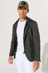 Men's Khaki Slim Fit Slim Fit Slim Fit Mono Collar Cotton Patterned Jacket 4a0423200033