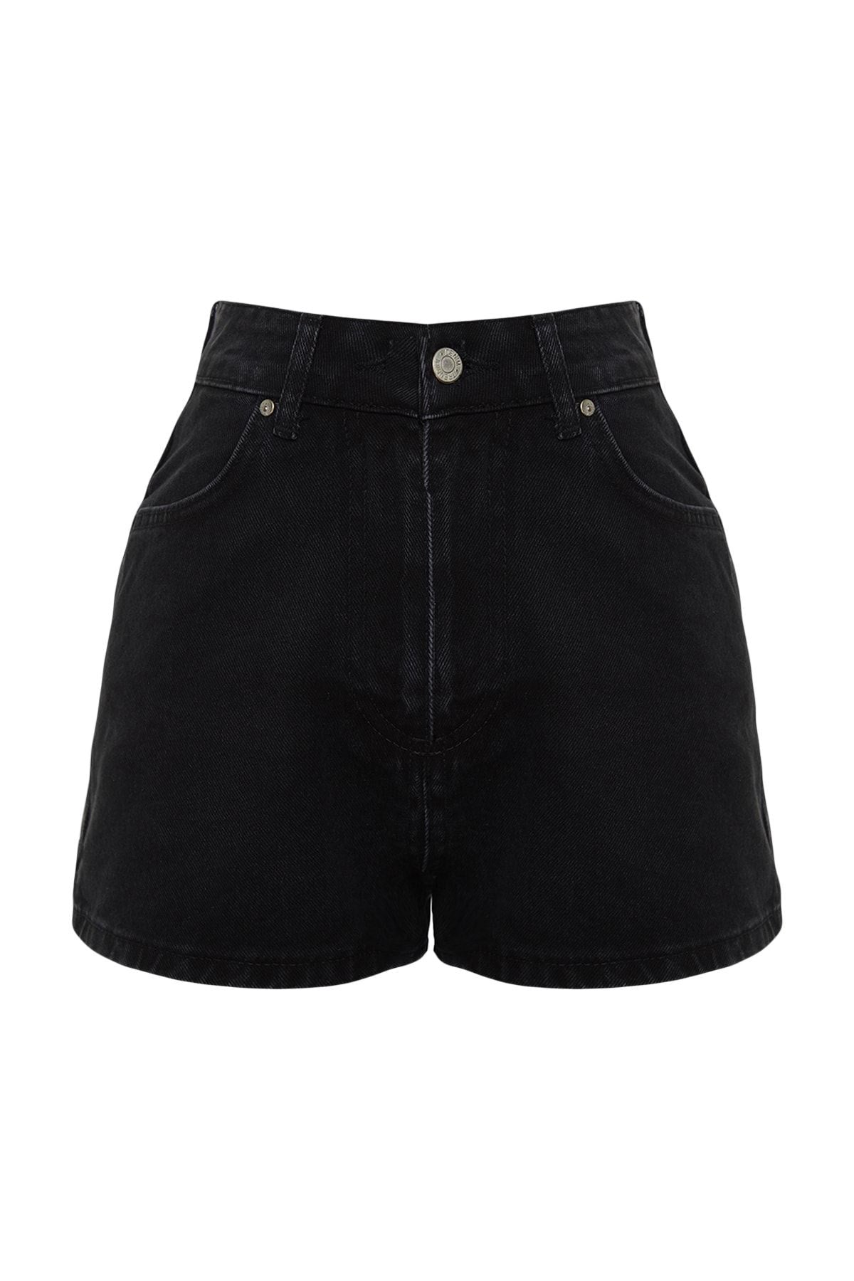 Black High Waist Denim Shorts Twoss23sr00312