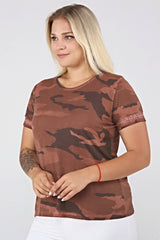 Camouflage Printed Sleeve End Staple Printed Tshirt-oil Sea-ts2127