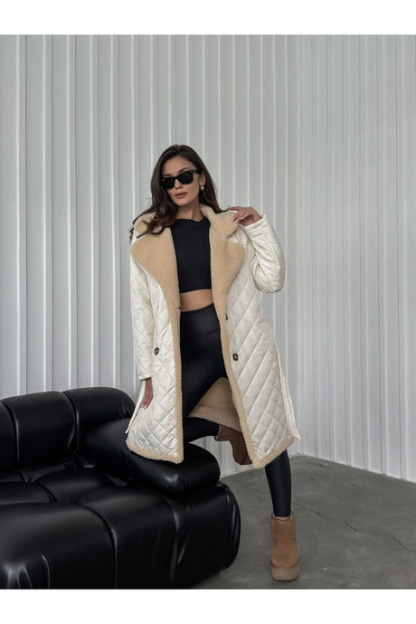 White Quilted Fur Coat 938067