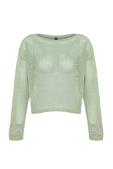 Mink Silvery Kayak Collar Open/perforated Knitwear Sweater Twoss24kz00025