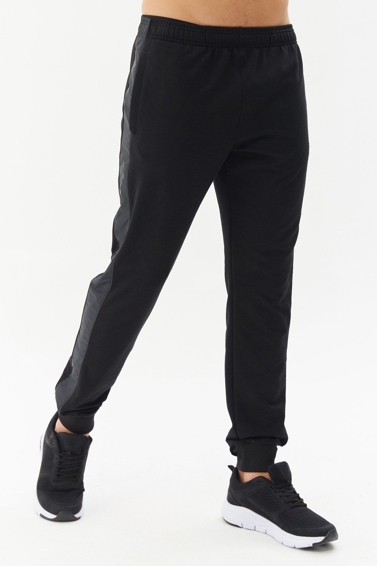 Men's Black Woven Pocket Striped Solid Color Casual And Sports Sweatpants 0308 Tb22ml05s0308-1