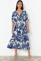 Blue Floral Woven Dress Twoss24el01028