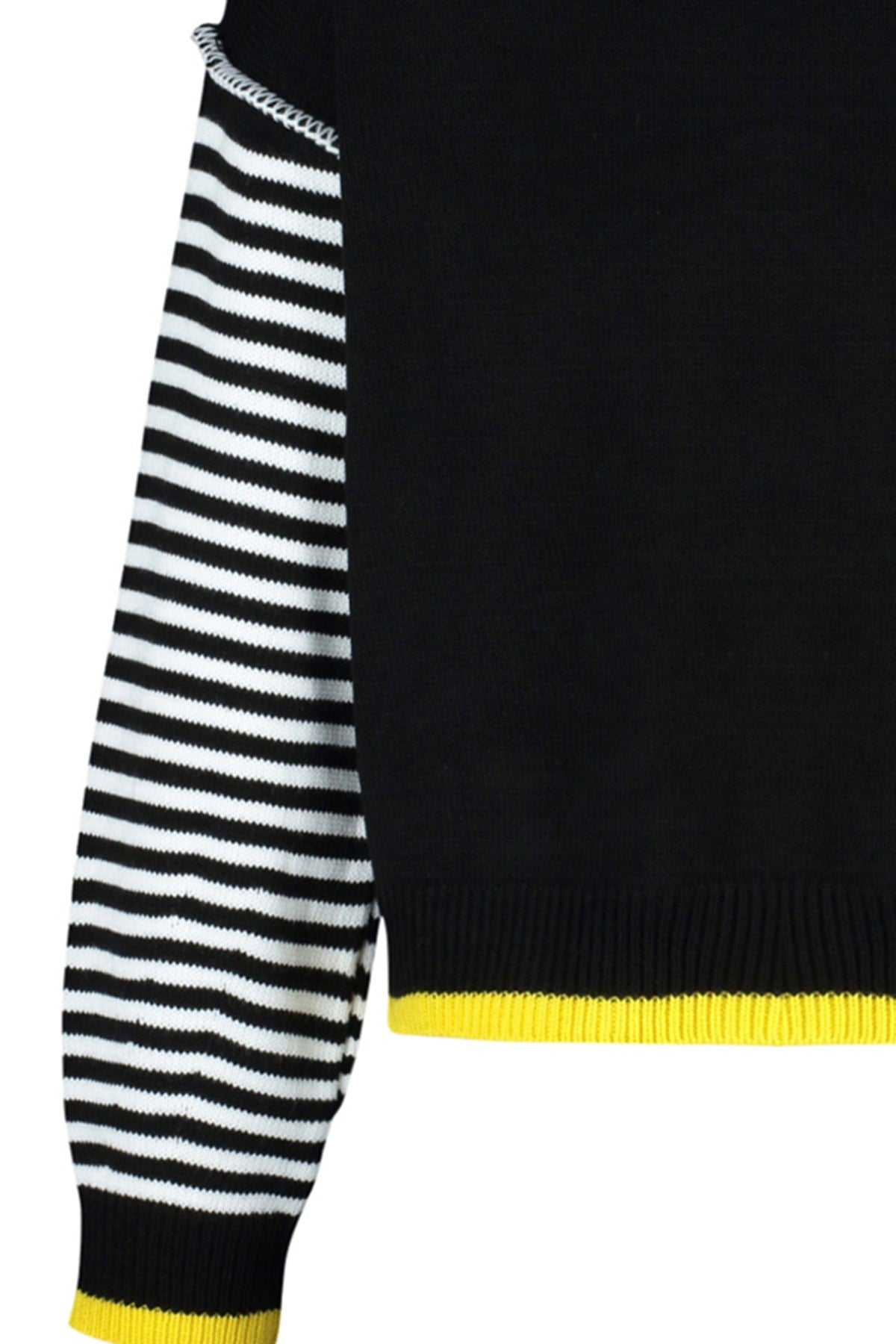 Black Color Block Knit Sweater Twoaw24kz00435