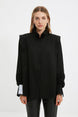 Black Ruffle Detailed Shirt Tpraw22go1191