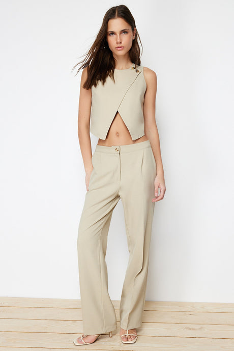 Mink Straight/straight Cut Ribbed Woven Pants Twoss24pl00009