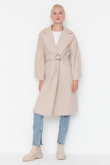 Stone Round Belt Long Woolen Cashmere Coat Twoaw20kb0029