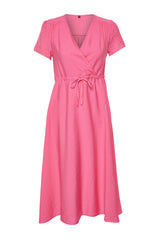 Fuchsia V-neck Midi Woven Dress Twoss24el00501