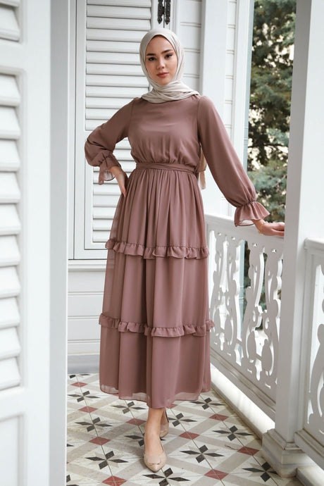 Women Monica Mink Chiffon Dress Gzc1monca60